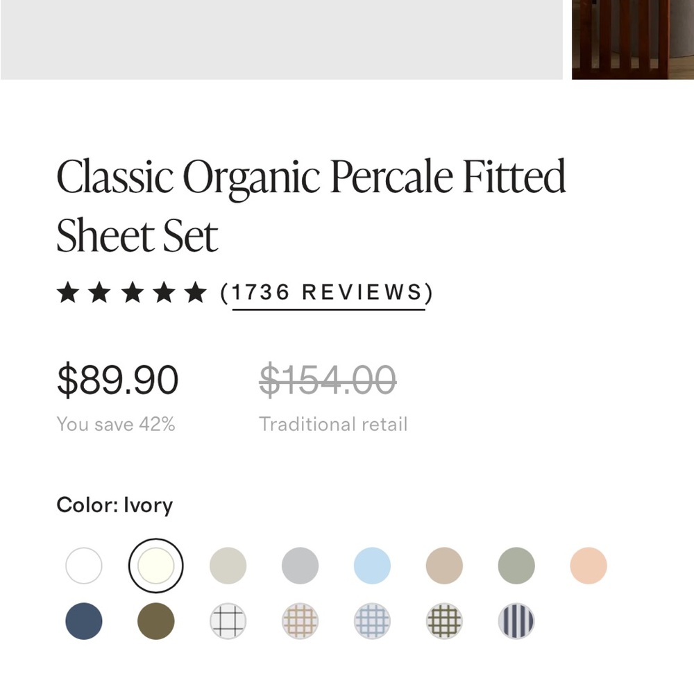 Quince Ivory Percale Fitted Sheet